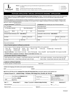 Fillable Online PESTICIDE APPLICATOR SPECIAL CERTIFICATE GRADING Fax ...