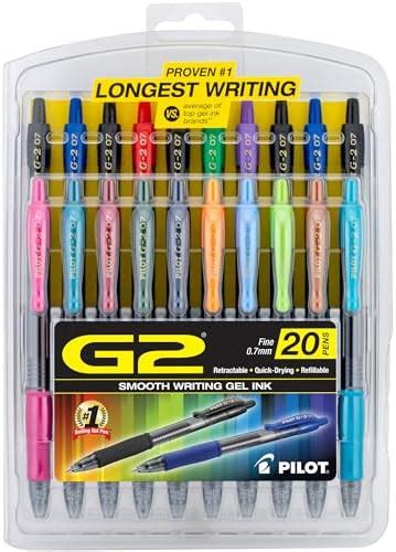 Pilot G2 Retractable Premium Gel Ink Rollerball Pens, Fine Pt, 20 Pens ...