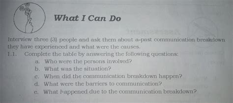 What I Can Do Interview three (3) people and ask them about a-past ...