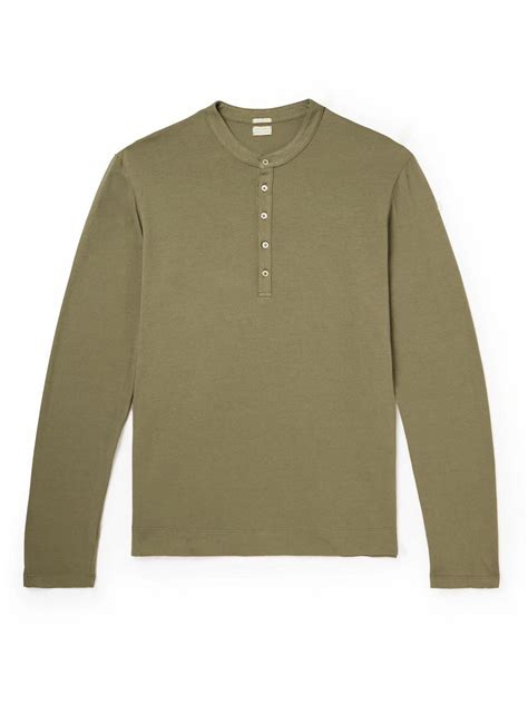 Massimo Alba - Cotton and Cashmere-Blend Henley T-Shirt - Green Massimo ...