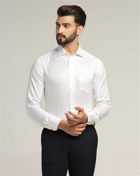 Formal Super White Textured Shirt - Sally