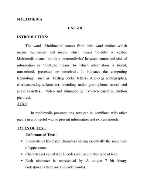 Updatedunit 3 - Must reading - MULTIMEDIA UNIT-III INTRODUCTION: The ...