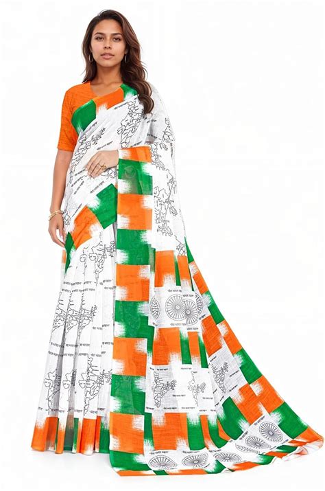 Buy Navvi Linen Cotton Tricolour Saree for Women with Blouse Piece | 6. ...