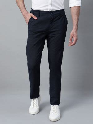 Buy Cantabil Men Navy Blue Solid Stretchable Casual Trouser (30) Online