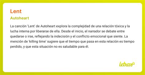 Significado de la canción LENT (Autoheart) - LETRAS.COM