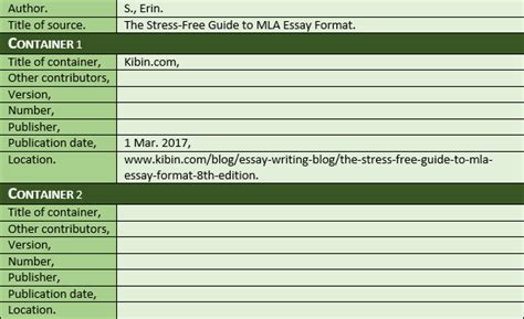 Image result for MLA 8th Edition Essay Example