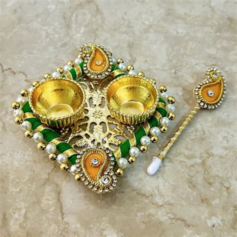 Playful Stiches Premium Handmade Roli Chawal Thali Set | roli chawal ...