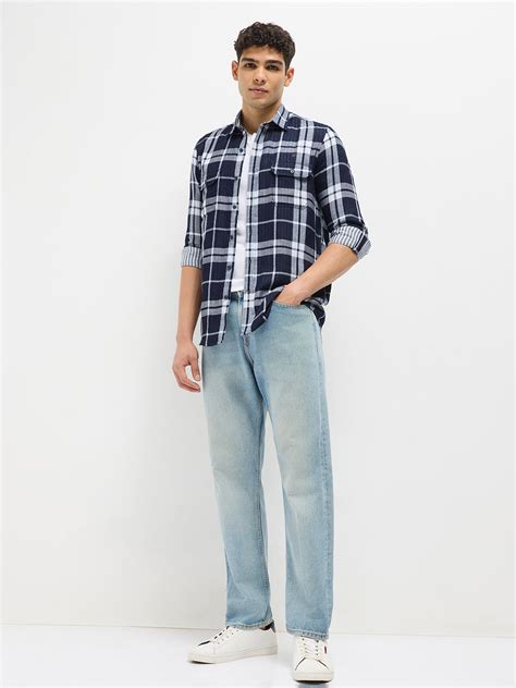 Blue Checked Casual Shirt – ottostore.com