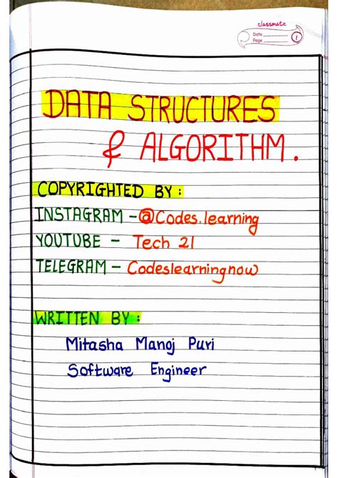Data Structures and Algorithms Notes - DS101 - Studocu