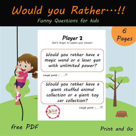 Free Would you Rather...!! Question for kids | Made By Teachers