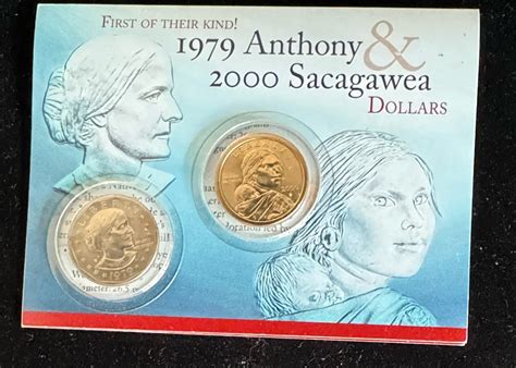 1979-S SUSAN B ANTHONY & 2000-P SACGAWEA $1 DOLLAR COINS, BU IN SEALED ...