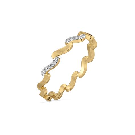 Wave Curve 14KT Gold Lab Diamond Band Ring | Lukson – luksonjewels