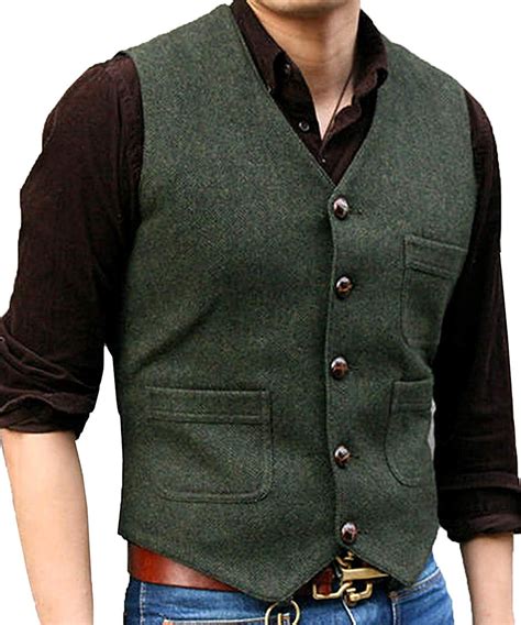 Solovedress Hunting Tweed Waistcoats Mens Herringbone Suit's Vest ...