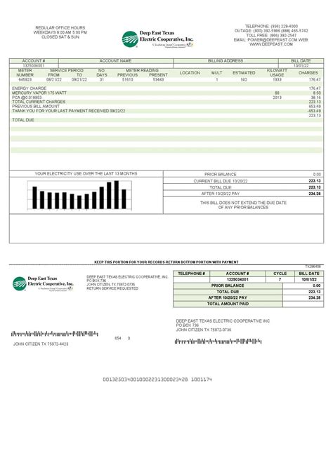 USA Deep East Texas Electric Utility Bill Template In Word And PDF Format