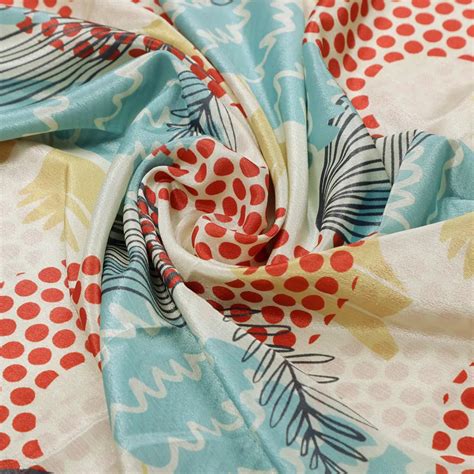 Abstract Leaf & Polka Dot Chinon Fabric by FAB VOGUE Studio