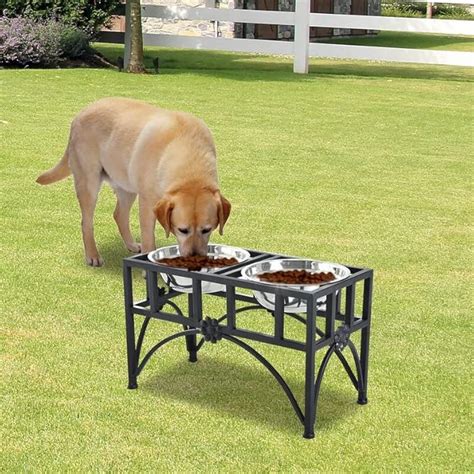 Sabri Shopee Large Dog Feeder Stand with 2 Big Stainless Steel Bowls ...