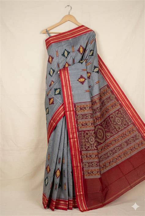 Bomkai Cotton Saree in Grey | Authentic Odisha Handloom Saree – SUTA-SAGA