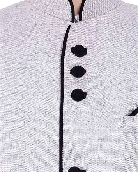 Buy Grey WINTAGE Solid Single-Breasted Blazer with Mandarin Collar | AJIO