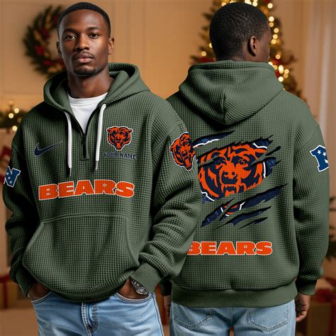 Chicago Bears Personalized Quarter Zip Hoodie Custom Your Name, Sport ...