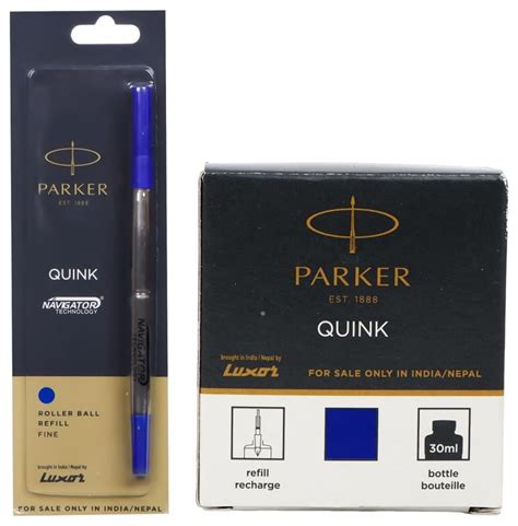 Parker Quink Roller Ball Refill (Blue), Pack of 1 (9000012124) & Parker ...