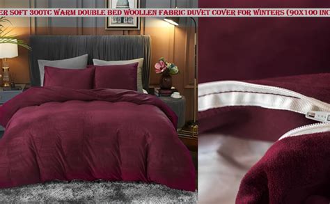 Buy JBTC Super Soft 300TC Warm Double Bed Woollen Fabric Quilt Cover ...