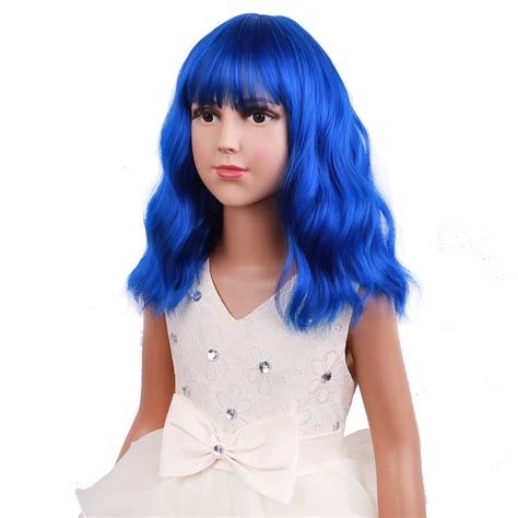 Amazon.com: DUDUWIG Dark Blue Wig for Girls Kids Royal Blue Wig with ...