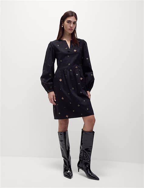Buy Pure Cotton Embellished Mini Waisted Dress at Marks & Spencer