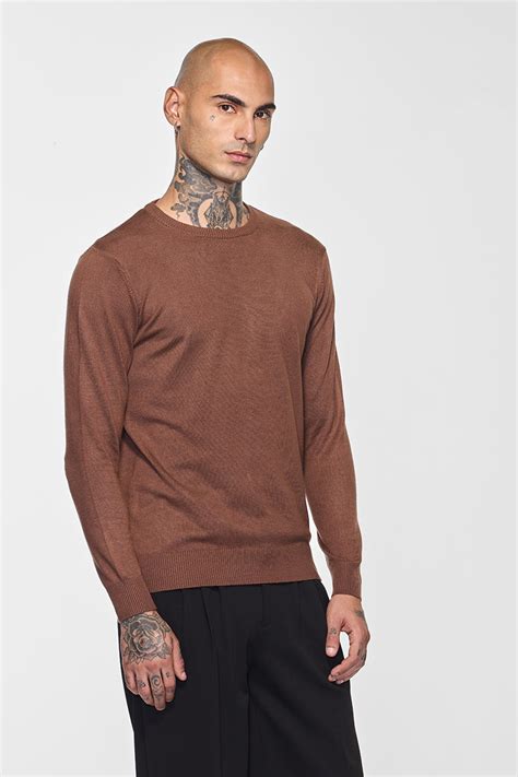 Buy Men's Core Lab Brown Solid Sweaters Online | Snitch – SNITCH