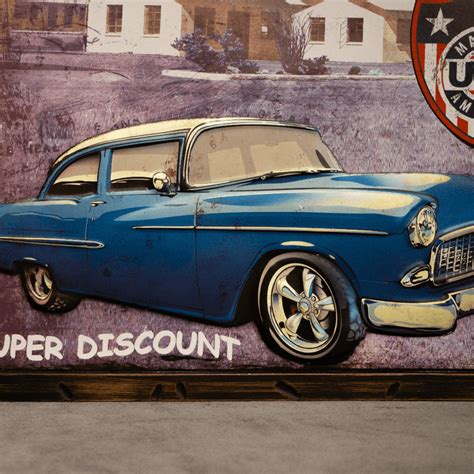 Retro Wall Frame - Blue Chevy Bel Air 1957