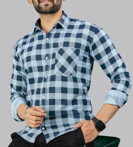 Surhi Men Checkered Casual Light Blue Shirt - Buy Surhi Men Checkered ...