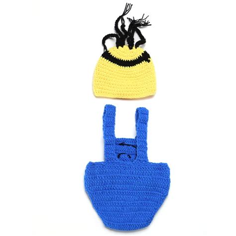 Buy Online Yellow and Blue Geek Style Crochet Baby Photo Prop