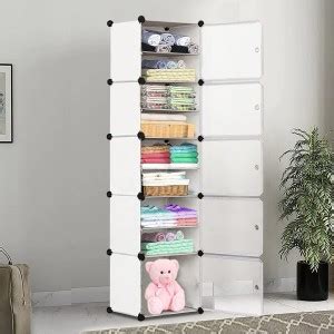 Hemovia 5-Door 10-Shelf Plastic Collapsible PC Collapsible Wardrobe ...