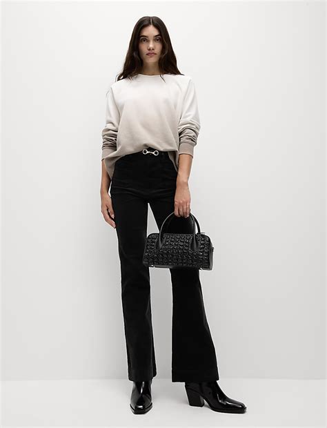 Buy Cord Patch Pocket Tea Dyed Flared Trousers at Marks & Spencer