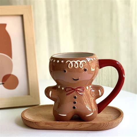 Amazon.com: TOKZON Gingerbread Man Mug - Cartoon Cute Ceramic Cup for ...