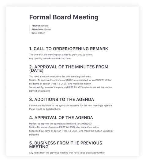 Sample Board Meeting Minutes