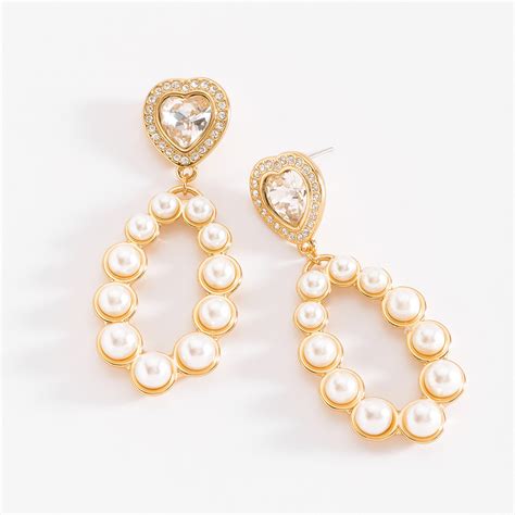 Aretes en baño de oro con perlas y cristal elegante | Nice