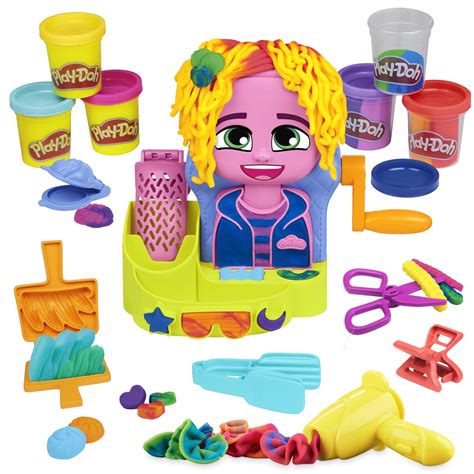 Amazon.com: Play-Doh Hair Stylin' Salon Playset with 6 Cans, Pretend ...