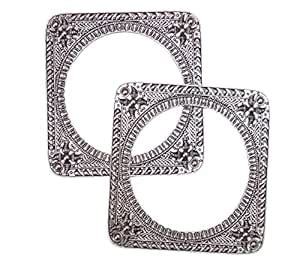 Paninaro Lookalike Handmade German Silver Oxidised Bangle Set Kadaa for ...