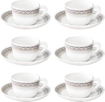 Buy Larah By Borosil - Red Lily (LH) Cup and Saucer Set, 145ml, 12 ...