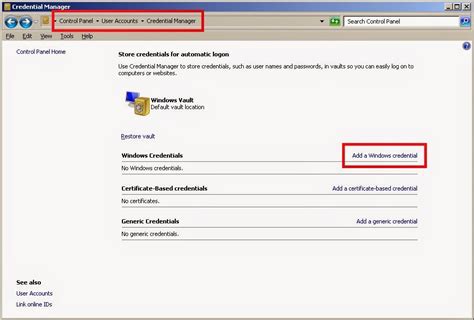 Image result for Credential Manager Control Panel
