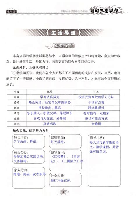 暑假生活指导七年级山东教育出版社所有年代上下册答案大全——青夏教育精英家教网——