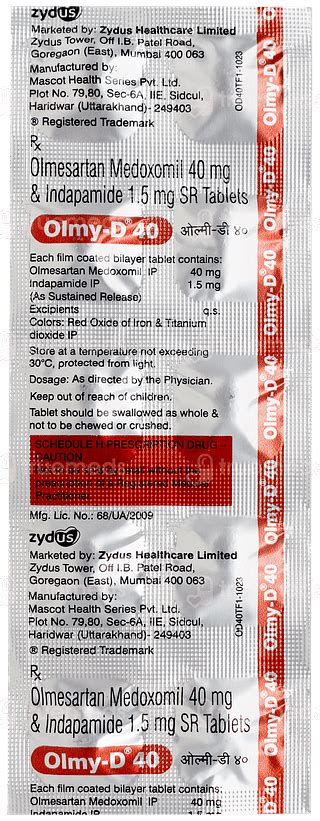Olmy D 4015 Mg Tablet Sr 10 - Uses, Side Effects, Dosage, Price | Truemeds
