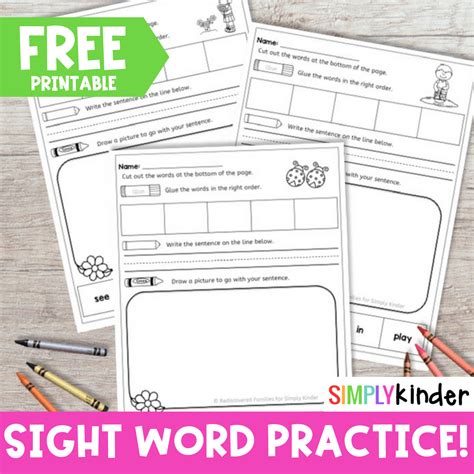 Free Spring Sight Word Practice Sheets for Kindergarten - Simply Kinder