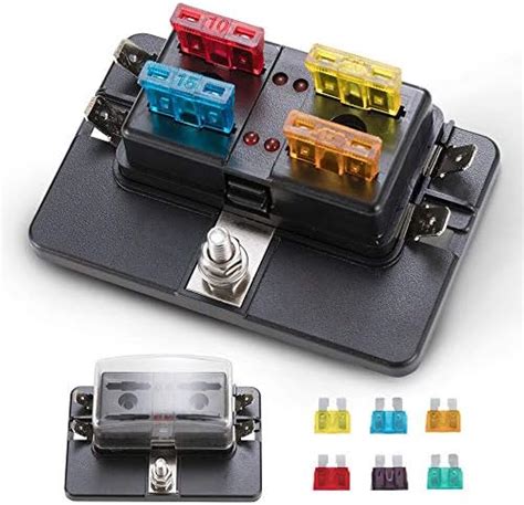 BUNKER INDUST 4-Way Blade Fuse Box with LED Indicator for Blown Fuse ...