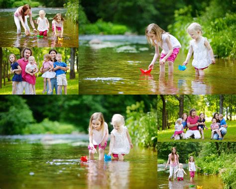 河流玩耍的一家人摄影高清图片 - 爱图网设计图片素材下载