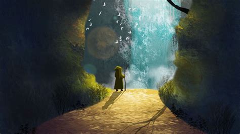 Wallpaper traveler, waterfall, cave, art hd, picture, image
