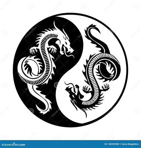 Yin yang dragons stock vector. Illustration of backdrop - 144593988
