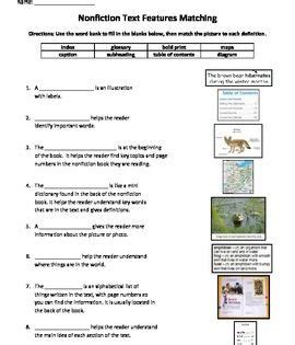 Image result for Nonfiction Text Features Worksheet