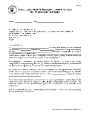 Fillable Online DELEGACIN PARA EL MANEJO Y ADMINISTRACIN DE LA TARJETA ...