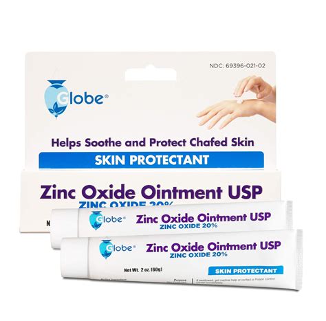 (2 Pack) Globe Zinc Oxide Ointment 20%, 2 Ounce Tube (Total 4 oz ...